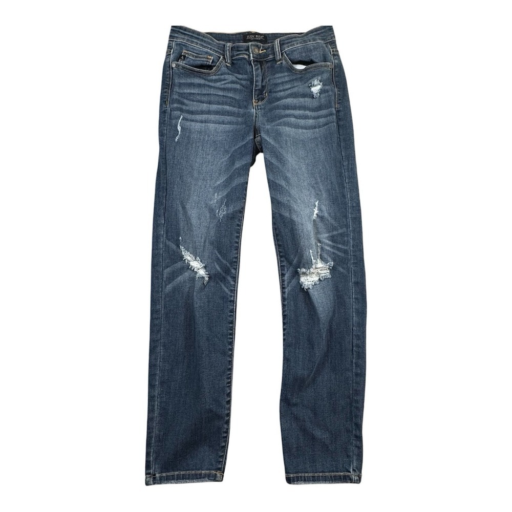 Judy Blue Womens Relaxed Fit Jeans Size 9 29 Distressed Mid Rise Stretch